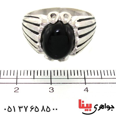 انگشتر عقیق سیاه (اونیکس) مردانه مدل مهیار _کد:10851