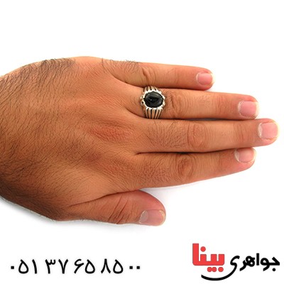 انگشتر عقیق سیاه (اونیکس) مردانه مدل مهیار _کد:10851