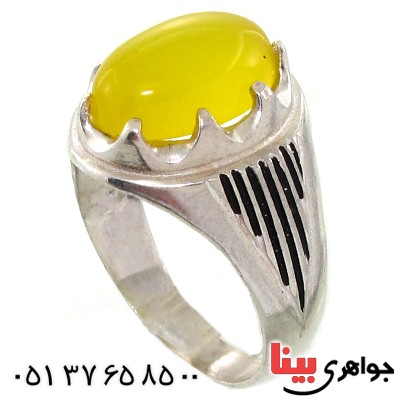 انگشتر عقیق شرف الشمس مردانه مدل هلالی _کد:10852