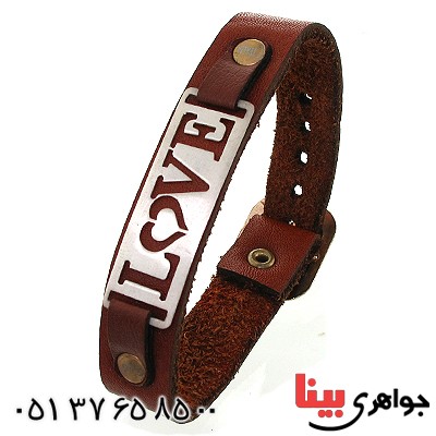 دستبند نقره و چرم طبیعی مدل LOVE دستبند نقره و چرم طبیعی مدل LOVE