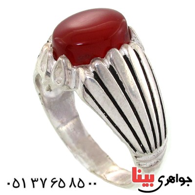 انگشتر عقیق قرمز مردانه مدل مهیار _کد:10859