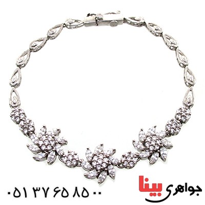 دستبند نقره زنانه مدل گل مجلسی _کد:10863