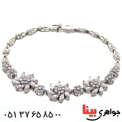 دستبند نقره زنانه مدل گل مجلسی _کد:10863