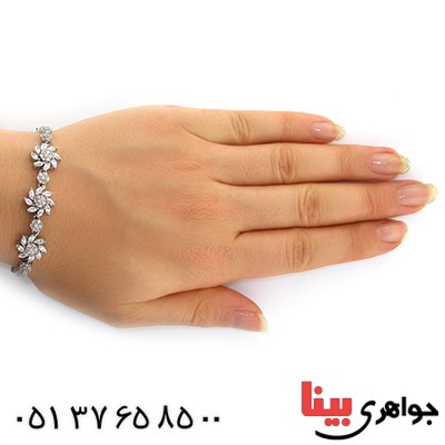 دستبند نقره زنانه مدل گل مجلسی _کد:10863