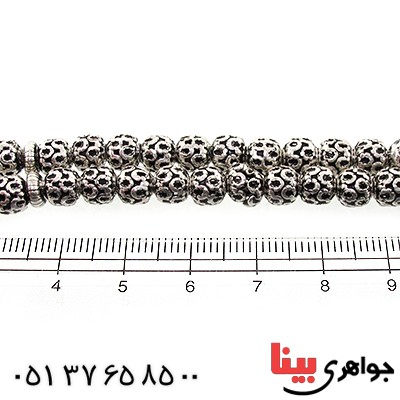 تسبیح نقره 33 دانه ای سیاه قلم کاری _کد:10864