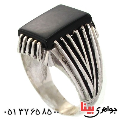 انگشتر عقیق سیاه (اونیکس) خراسانی مردانه درشت _کد:10866
