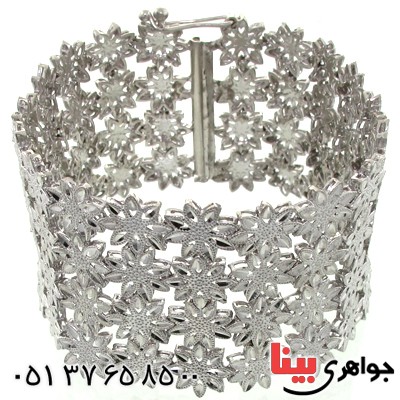 دستبند نقره زنانه درشت و سنگین با آینه کاری مجلسی _کد:1516
