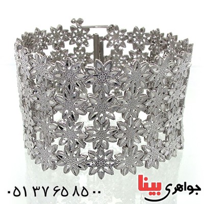دستبند نقره زنانه درشت و سنگین با آینه کاری مجلسی _کد:1516