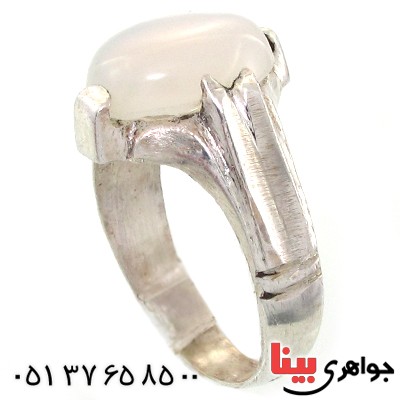 انگشتر عقیق سفید مردانه سنتی _کد:10877