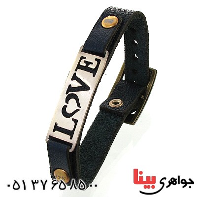 دستبند نقره و چرم طبیعی مدل LOVE دستبند نقره و چرم طبیعی مدل LOVE