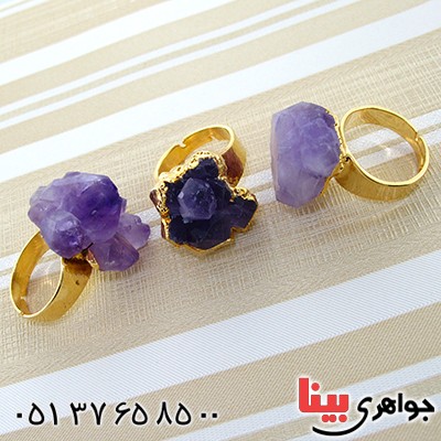 انگشتر آمتیست راف زنانه درشت سنگ درمانی _کد:10892