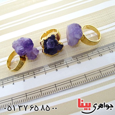 انگشتر آمتیست راف زنانه درشت سنگ درمانی _کد:10892