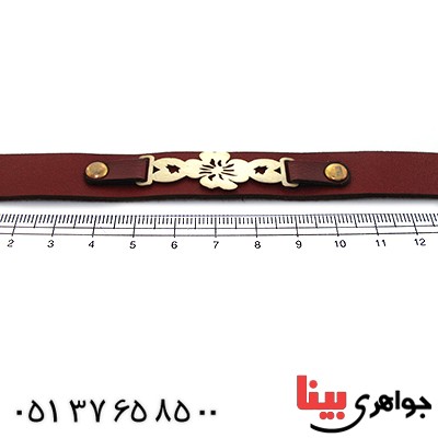دستبند نقره و چرم طبیعی مدل گل _کد:10898
