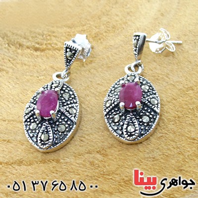 گوشواره یاقوت سرخ زنانه مارکازیت درجه یک هانگ _کد:10904