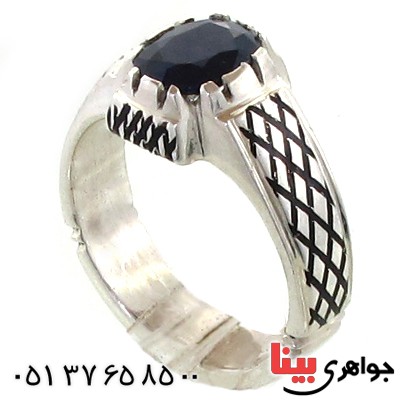انگشتر یاقوت کبود کلاسیک مدل فرزین _کد:10919