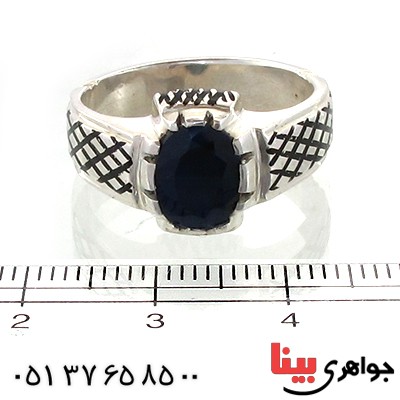 انگشتر یاقوت کبود کلاسیک مدل فرزین _کد:10919