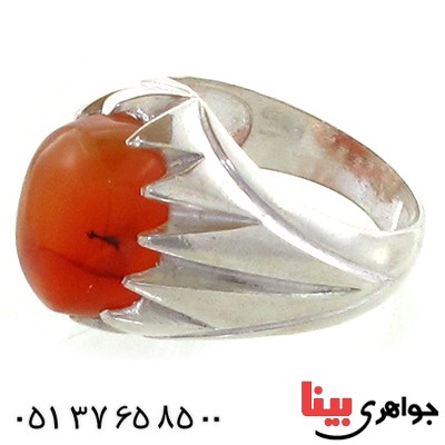 انگشتر عقیق یمنی مردانه دور چنگی _کد:10924