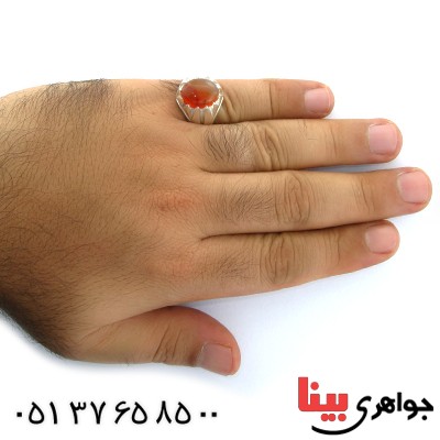 انگشتر عقیق یمنی مردانه دور چنگی _کد:10924