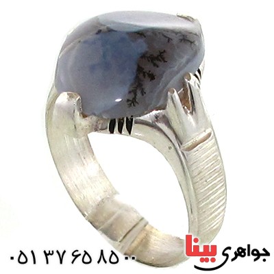 انگشتر عقیق شجری مردانه مدل چهار چنگ _کد:10929