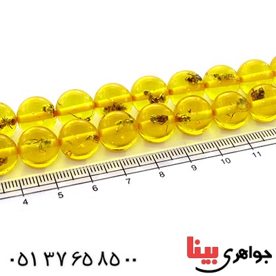 تسبیح کهربا پودری حشره ای 33 دانه ای عسلی _کد:10933