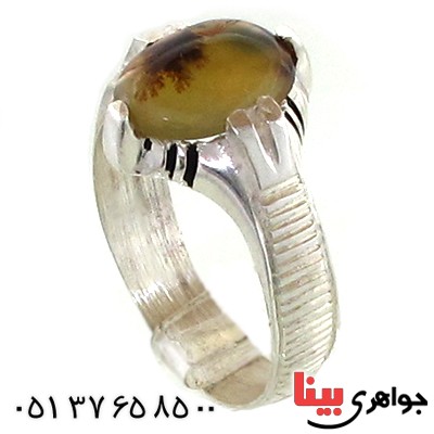 انگشتر عقیق شجری مردانه مدل بوته _کد:10934