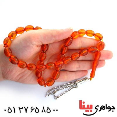 تسبیح کهربا پودری حشره ای 33 دانه ای خوشرنگ _کد:10935