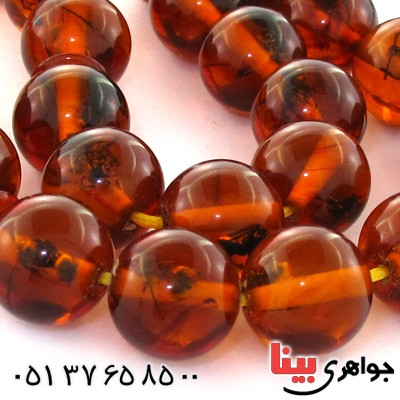 تسبیح کهربا پودری حشره ای 33 دانه ای گرد _کد:10940
