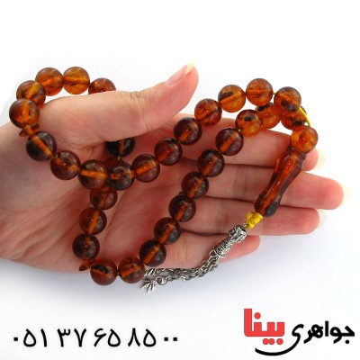 تسبیح کهربا پودری حشره ای 33 دانه ای گرد _کد:10940
