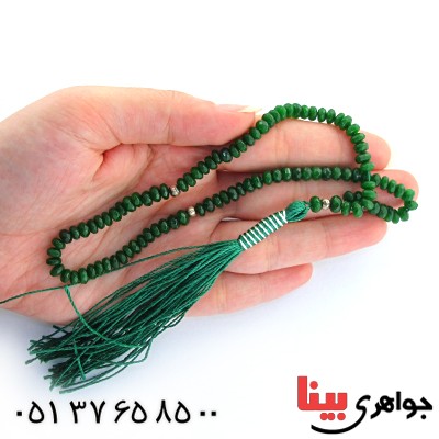 تسبیح جید سبز 101 دانه ای تراش دار _کد:10946