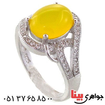 انگشتر عقیق شرف الشمس درشت زنانه مدل هلال _کد:10955