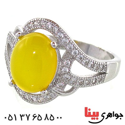 انگشتر عقیق شرف الشمس درشت زنانه مدل هلال _کد:10955