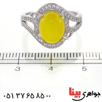 انگشتر عقیق شرف الشمس درشت زنانه مدل هلال _کد:10955