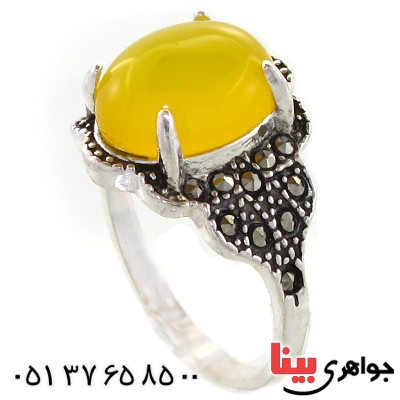 انگشتر عقیق شرف الشمس درشت زنانه مارکازیتی _کد:10956