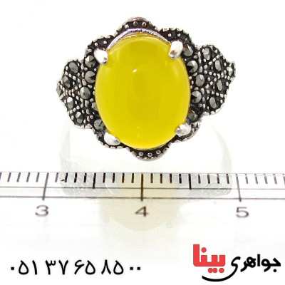 انگشتر عقیق شرف الشمس درشت زنانه مارکازیتی _کد:10956