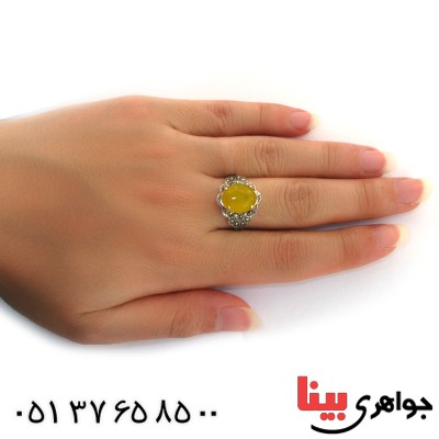 انگشتر عقیق شرف الشمس درشت زنانه مارکازیتی _کد:10956