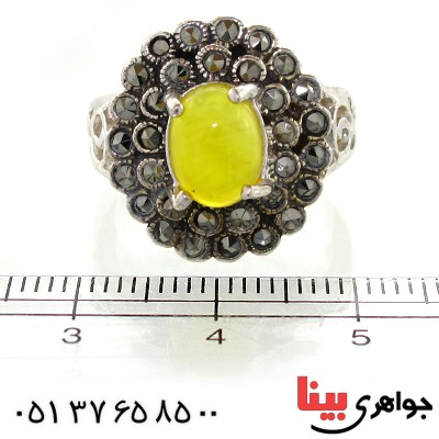 انگشتر عقیق شرف الشمس زنانه مارکازیتی مدل گل _کد:10957