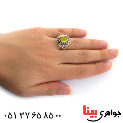 انگشتر عقیق شرف الشمس زنانه مارکازیتی مدل گل _کد:10957