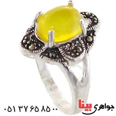 انگشتر عقیق شرف الشمس زنانه مارکازیتی _کد:10961