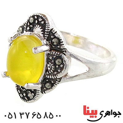 انگشتر عقیق شرف الشمس زنانه مارکازیتی _کد:10961