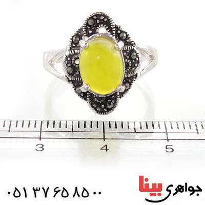 انگشتر عقیق شرف الشمس زنانه مارکازیتی _کد:10961
