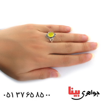 انگشتر عقیق شرف الشمس زنانه مارکازیتی _کد:10961