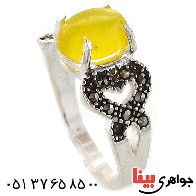 انگشتر عقیق شرف الشمس زنانه مارکازیتی مدل قلب _کد:10962