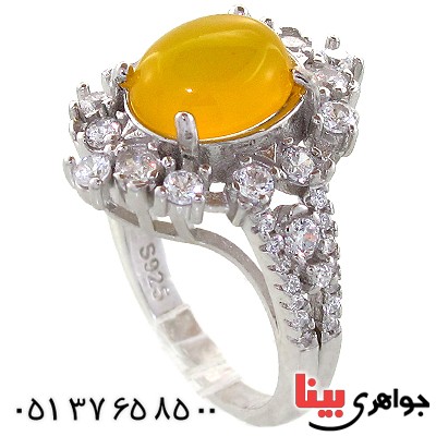 انگشتر عقیق شرف الشمس زنانه درشت برلیان کاری _کد:10964