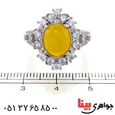 انگشتر عقیق شرف الشمس زنانه درشت برلیان کاری _کد:10964