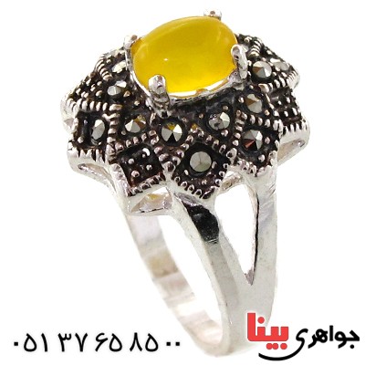 انگشتر عقیق شرف الشمس زنانه مدل گلاره _کد:10965