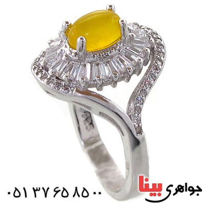 انگشتر عقیق شرف الشمس زنانه مدل رخشان _کد:10966