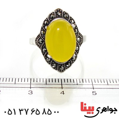 انگشتر عقیق شرف الشمس درشت زنانه مارکازیتی _کد:10967