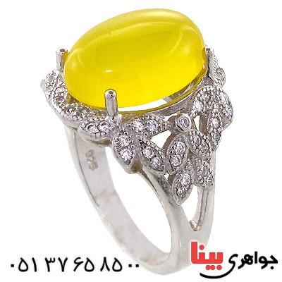 انگشتر عقیق شرف الشمس درشت زنانه مدل گل _کد:10969