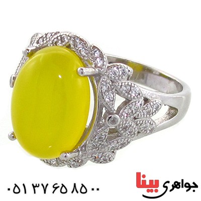 انگشتر عقیق شرف الشمس درشت زنانه مدل گل _کد:10969