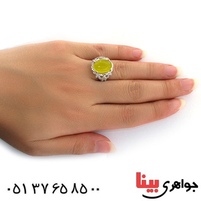 انگشتر عقیق شرف الشمس درشت زنانه مدل گل _کد:10969